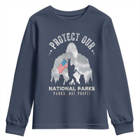 Funny Protect Our National Parks Bigfoot Youth Sweatshirt Parks Not Profit American Flag