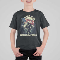 Save Our National Parks Bigfoot T Shirt For Kid Vintage American Flag