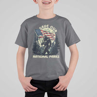 Save Our National Parks Bigfoot T Shirt For Kid Vintage American Flag