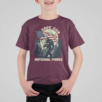 Save Our National Parks Bigfoot T Shirt For Kid Vintage American Flag