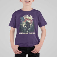 Save Our National Parks Bigfoot T Shirt For Kid Vintage American Flag
