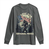 Save Our National Parks Bigfoot Long Sleeve Shirt Vintage American Flag