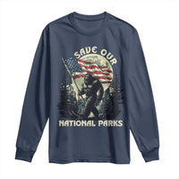 Save Our National Parks Bigfoot Long Sleeve Shirt Vintage American Flag