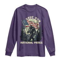 Save Our National Parks Bigfoot Long Sleeve Shirt Vintage American Flag
