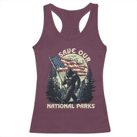 Save Our National Parks Bigfoot Racerback Tank Top Vintage American Flag