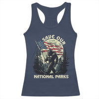 Save Our National Parks Bigfoot Racerback Tank Top Vintage American Flag