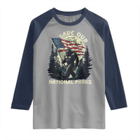 Save Our National Parks Bigfoot Raglan Shirt Vintage American Flag