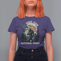 Save Our National Parks Bigfoot T Shirt For Women Vintage American Flag
