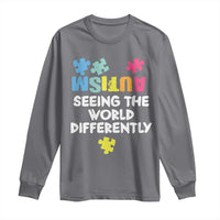 Autism Seeing The World Differently Long Sleeve Shirt Autistic Autism Awareness Puzzle