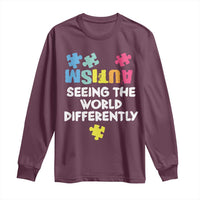 Autism Seeing The World Differently Long Sleeve Shirt Autistic Autism Awareness Puzzle