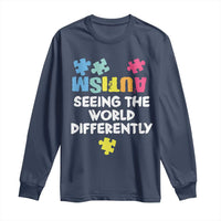 Autism Seeing The World Differently Long Sleeve Shirt Autistic Autism Awareness Puzzle
