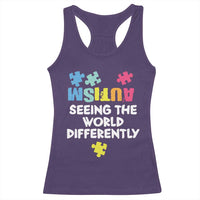 Autism Seeing The World Differently Racerback Tank Top Autistic Autism Awareness Puzzle