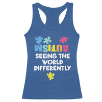 Autism Seeing The World Differently Racerback Tank Top Autistic Autism Awareness Puzzle