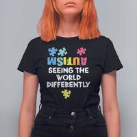 Autism Seeing The World Differently T Shirt For Women Autistic Autism Awareness Puzzle
