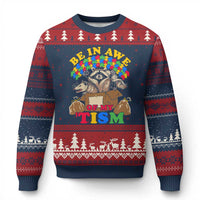 Funny Autism Awareness Ugly Christmas Sweater Be In Awe Of My 'Tism Autistic Raccoon Opossum Skunk