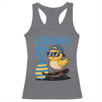 Funny Easter Day Chicks Dig Me Racerback Tank Top Cool Chicken