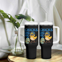 Funny Easter Day Chicks Dig Me Tumbler With Handle Cool Chicken
