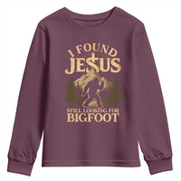I Found Jesus Still Looking For Bigfoot Youth Sweatshirt Funny Christian Sasquatch Vintage Mountain