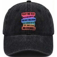Test Day Washed Cotton Baseball Cap Slay The Test Big Brain Energy Students Spirit