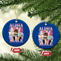 Alpha Male Cat Ceramic Ornament Funny Rainbow Kitten Meme Bootleg