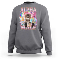Alpha Male Cat Sweatshirt Funny Rainbow Kitten Meme Bootleg