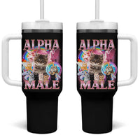 Alpha Male Cat Tumbler With Handle Funny Rainbow Kitten Meme Bootleg