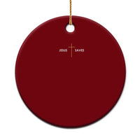 Jesus Saves Ceramic Ornament Cross Subtle Christian Minimal Religious Faith