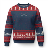 Jesus Saves Ugly Christmas Sweater Cross Subtle Christian Minimal Religious Faith