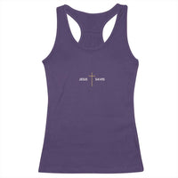 Jesus Saves Racerback Tank Top Cross Subtle Christian Minimal Religious Faith