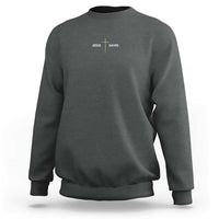 Jesus Saves Sweatshirt Cross Subtle Christian Minimal Religious Faith