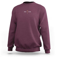 Jesus Saves Sweatshirt Cross Subtle Christian Minimal Religious Faith