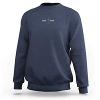 Jesus Saves Sweatshirt Cross Subtle Christian Minimal Religious Faith