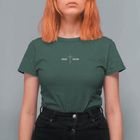 Jesus Saves T Shirt For Women Cross Subtle Christian Minimal Religious Faith