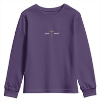 Jesus Saves Youth Sweatshirt Cross Subtle Christian Minimal Religious Faith