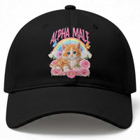Alpha Male Funny Cat Baseball Cap Vintage 90s Kitten Rainbow Floral Butterflies