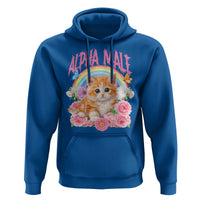 Alpha Male Funny Cat Hoodie Vintage 90s Kitten Rainbow Floral Butterflies