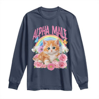 Alpha Male Funny Cat Long Sleeve Shirt Vintage 90s Kitten Rainbow Floral Butterflies