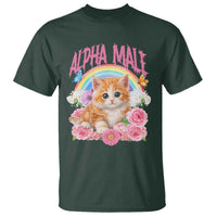 Alpha Male Funny Cat T Shirt Vintage 90s Kitten Rainbow Floral Butterflies