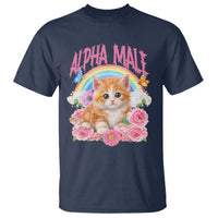 Alpha Male Funny Cat T Shirt Vintage 90s Kitten Rainbow Floral Butterflies