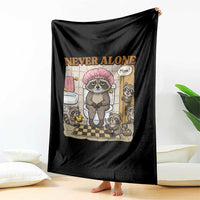 Never Alone Raccoon Mom Throw Blanket Funny Mama Life Mothers Day