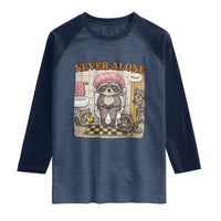 Never Alone Raccoon Mom Raglan Shirt Funny Mama Life Mothers Day