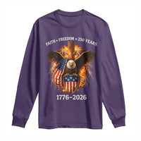 Faith Freedom 250 Years Long Sleeve Shirt Christian USA Independence 1776 2026 Bald Eagle