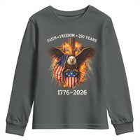Faith Freedom 250 Years Youth Sweatshirt Christian USA Independence 1776 2026 Bald Eagle