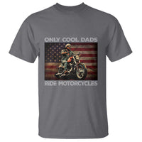 Only Cool Dads Ride Motorcycle T Shirt Vintage USA Flag Father's Day - Wonder Print Shop