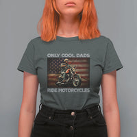 Only Cool Dads Ride Motorcycle T Shirt For Women Vintage USA Flag Father's Day - Wonder Print Shop