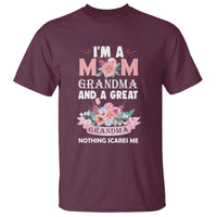 Mother T Shirt I'm A Mom Grandma And A Great Grandma Nothing Scares Me Carnation Flower Mother's Day - Wonder Print Shop