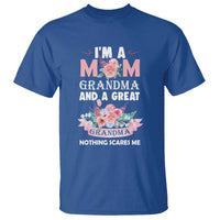 Mother T Shirt I'm A Mom Grandma And A Great Grandma Nothing Scares Me Carnation Flower Mother's Day - Wonder Print Shop