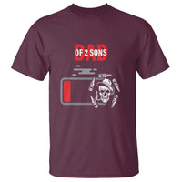 Dad Of Two Sons T Shirt Dad Of Two Sons Funny Skeleton Low Battery Father's Day - Wonder Print Shop