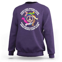 Make Lying Wrong Again Make America Think Again Sweatshirt Human’s Rights Hand Peace
