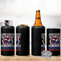 Juneteenth 1865 Emancipated Liberated Unapologetic 4 in 1 Can Cooler Tumbler Hand Fist Juneteenth Flag